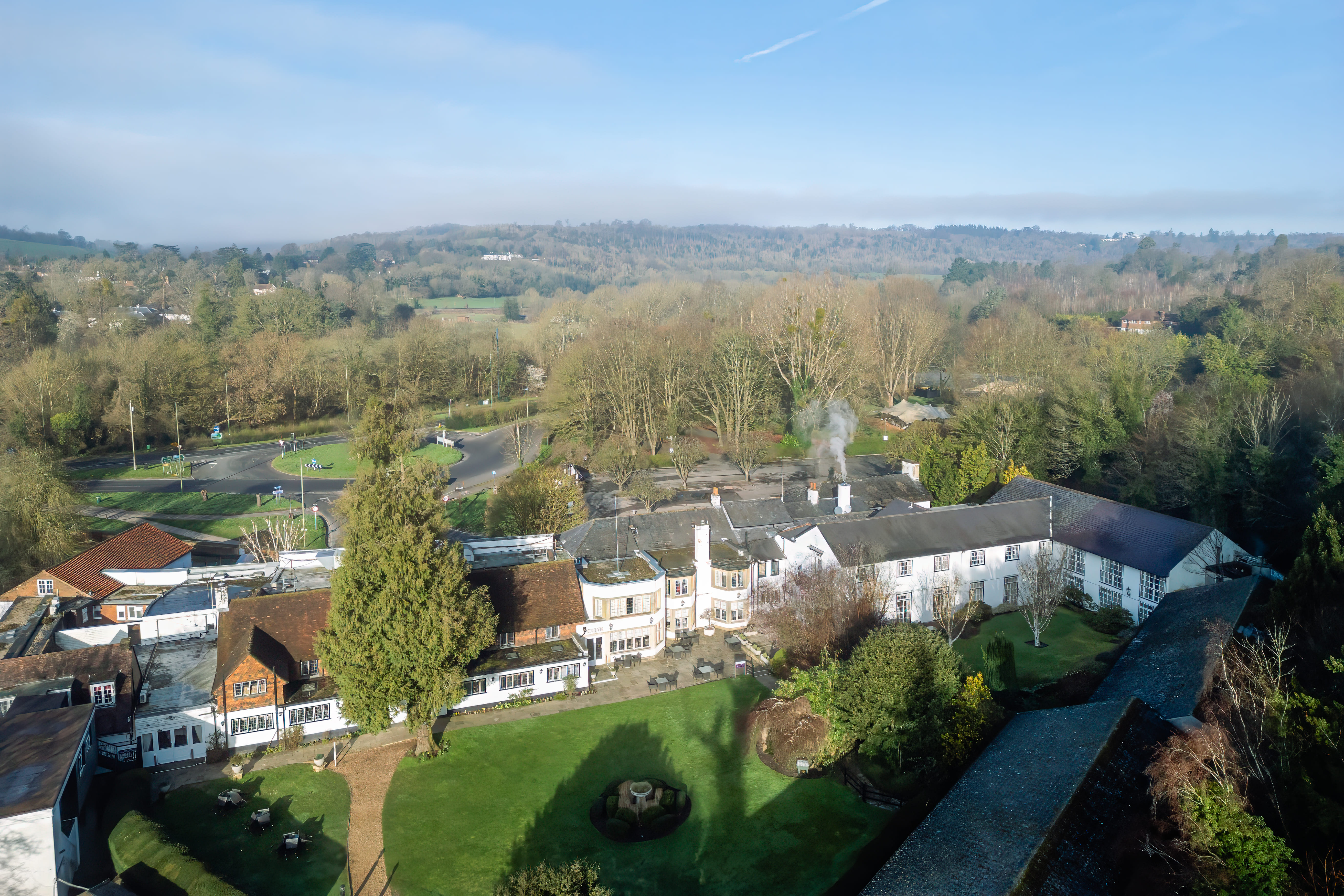 Hotel exterior evening view at Sunday Box Hill Burford Bridge Hotel