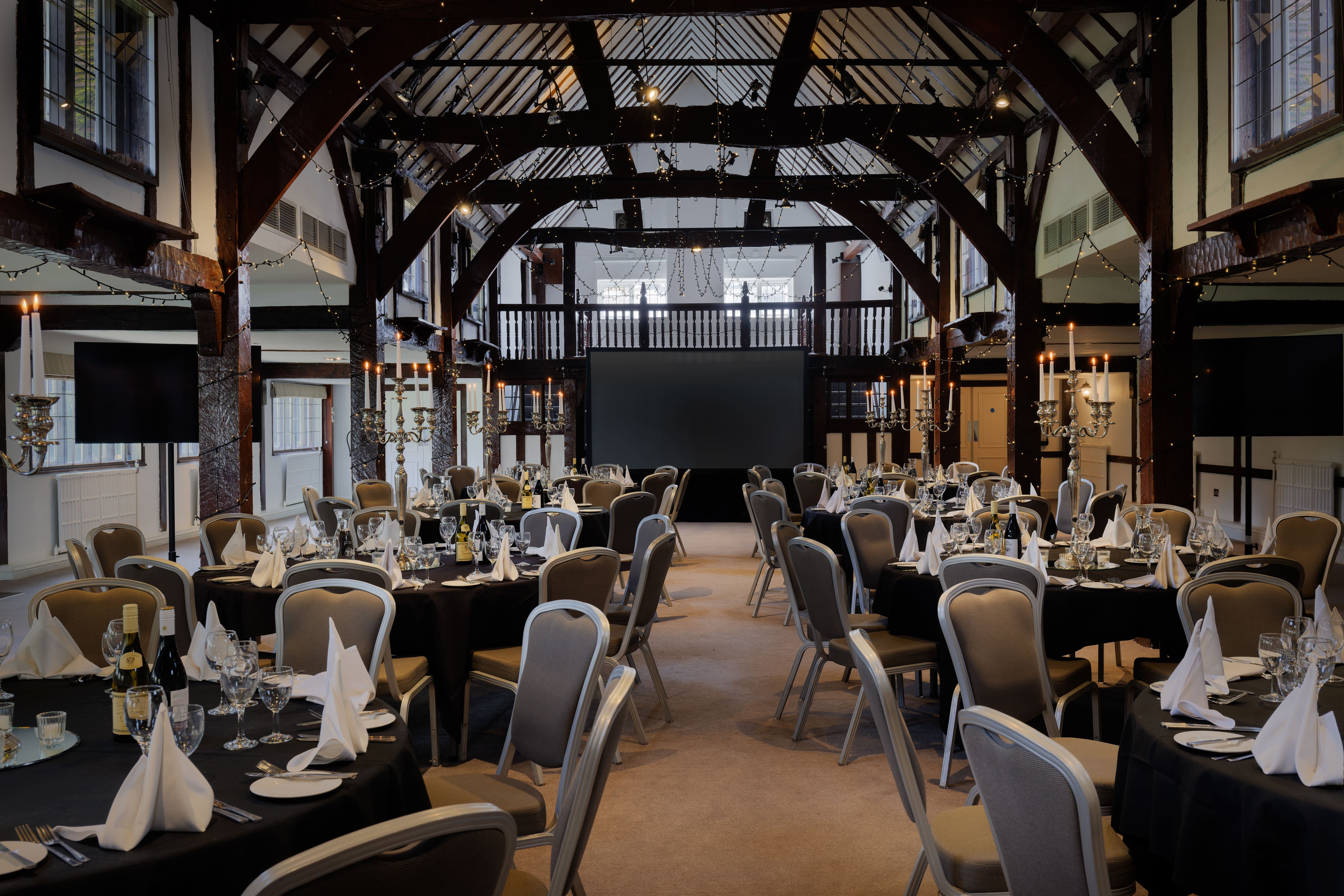 Barn Banquet Hall with Long Table Setup