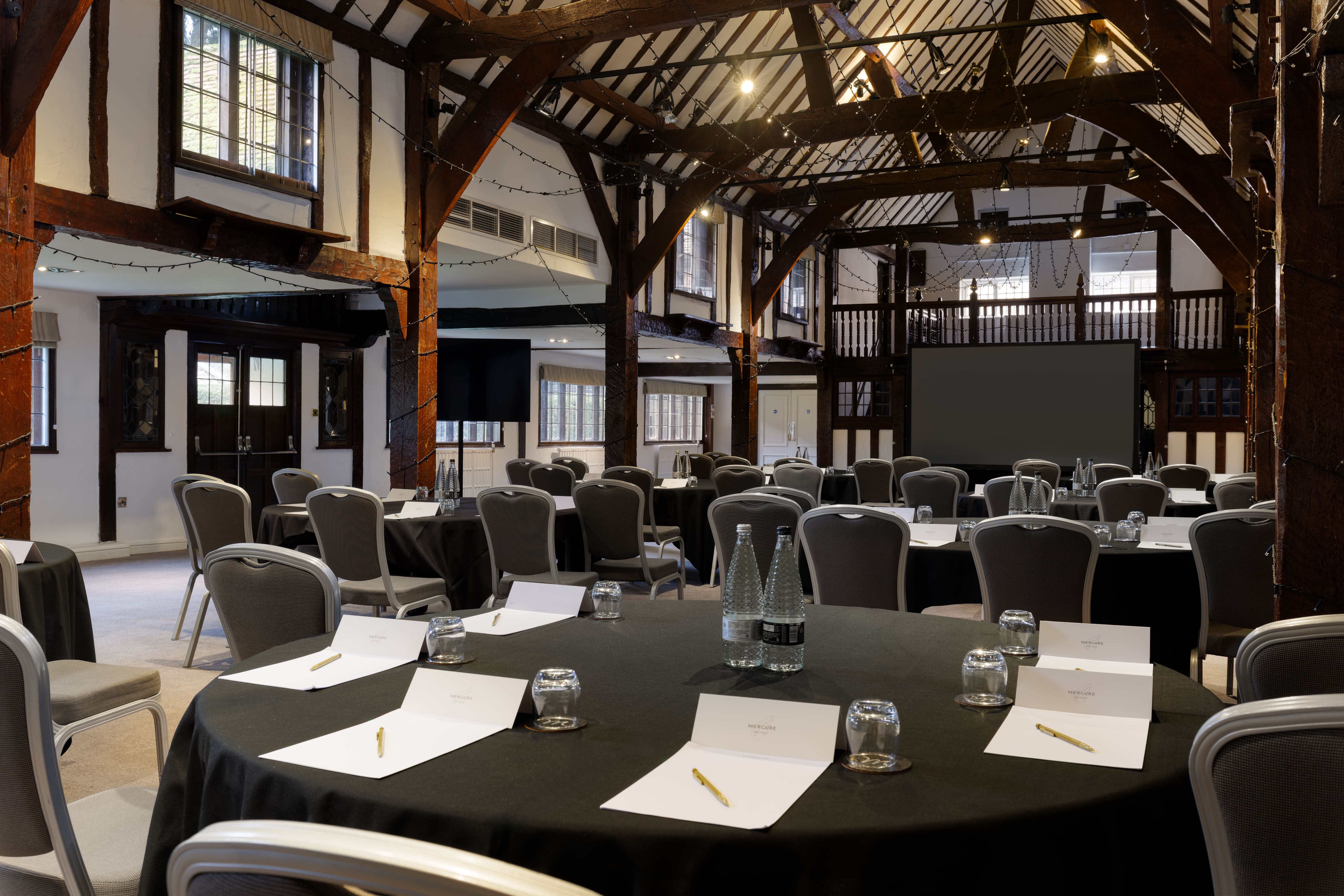 Barn Cabaret Hall with Round Tables