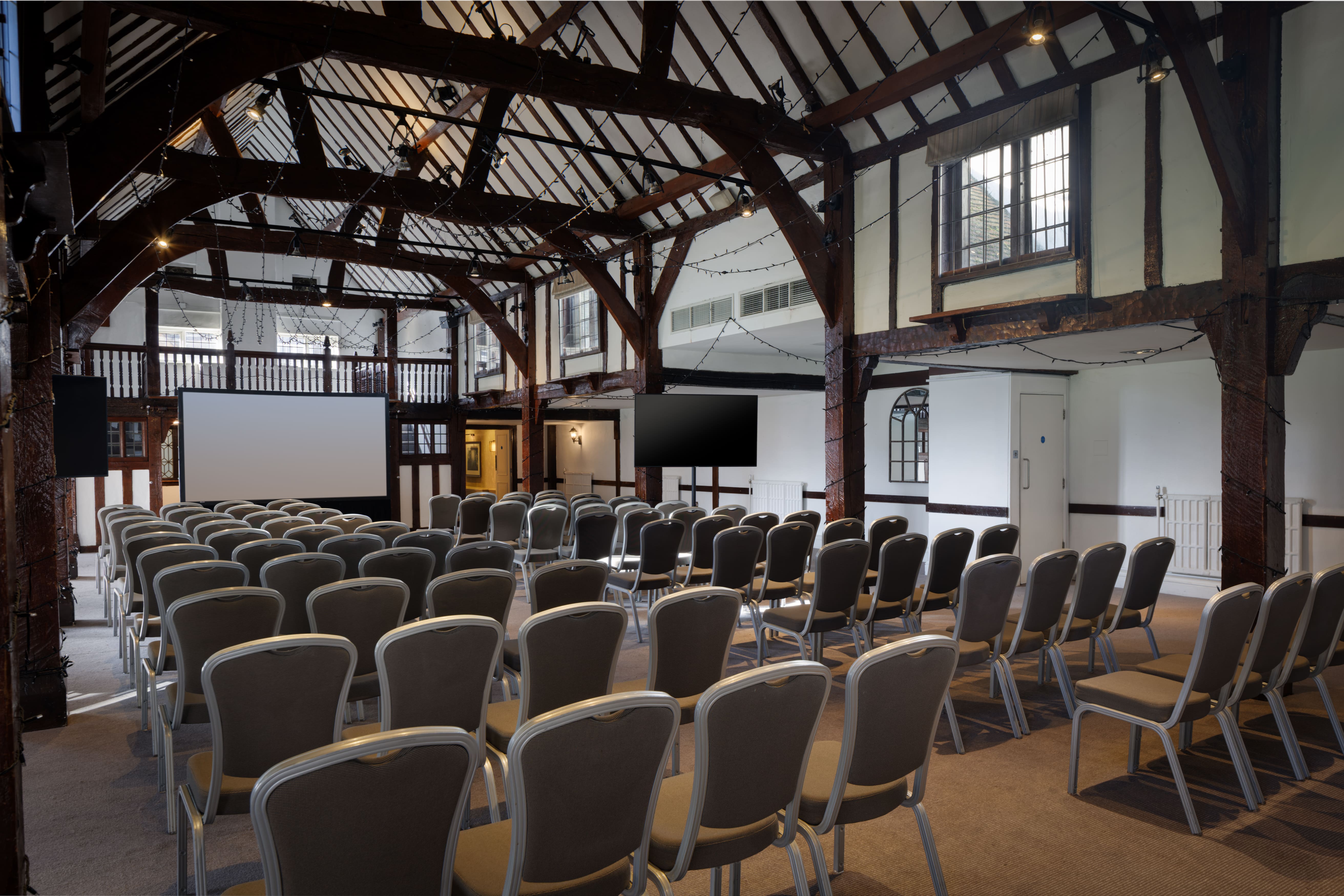 Barn Theatre Hall with Large Screen Setup